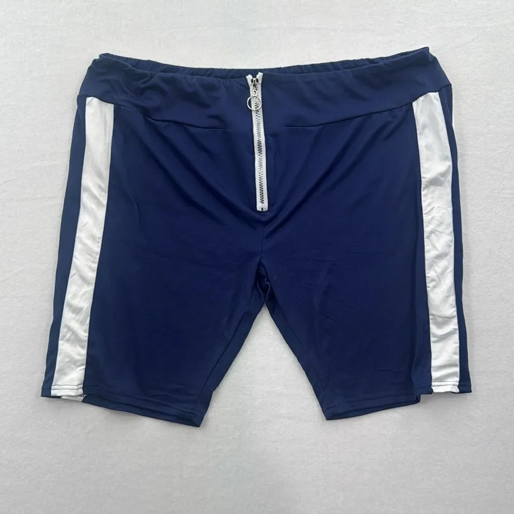 3For$20 Rogue Collection 2Pc Short Set Zipper Front Red and Blue  Size 4X